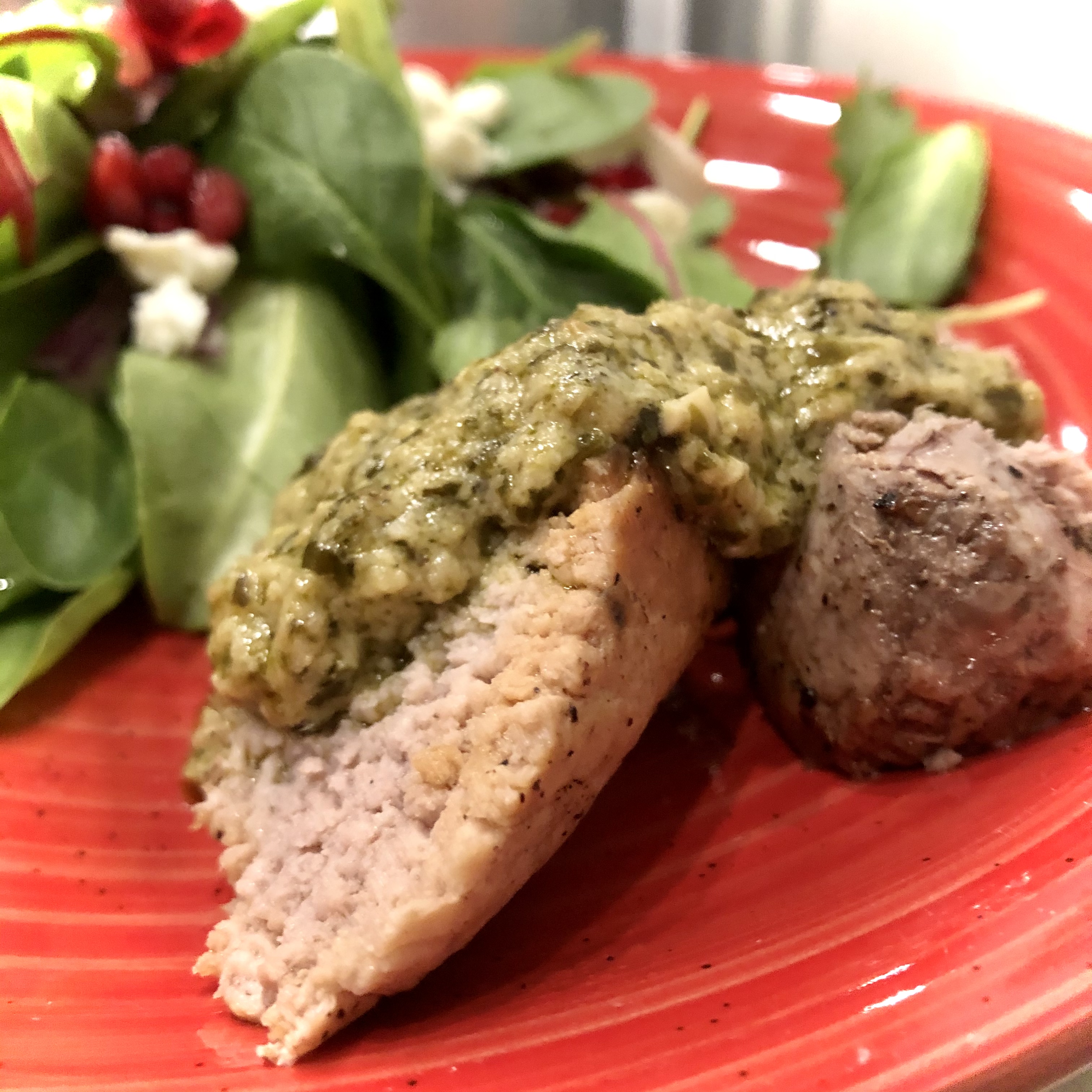 Pork Tenderloin with Parmesan Pesto Sauce